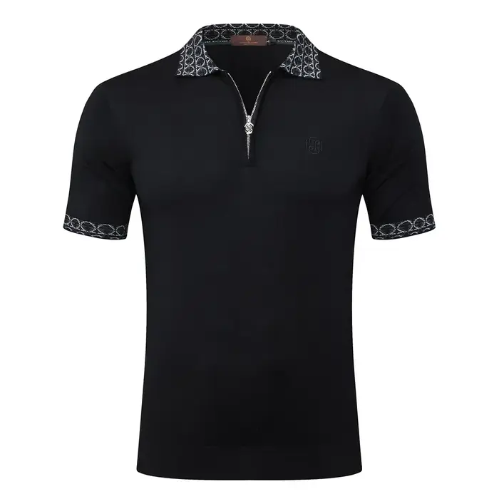 OECHSLI polo soie hommes 2025 nouveau droit respirant élastique à manches courtes mince fermeture éclair qualité grande taille M-5XL