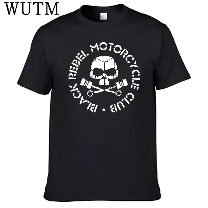 T-shirt noir Rebel Motorcycle Club pour hommes, 100% coton