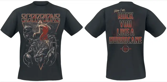 T-shirt imprimé double face Scorpions Rock You Like A Hurricane, t-shirt neutre décontracté 100% cot