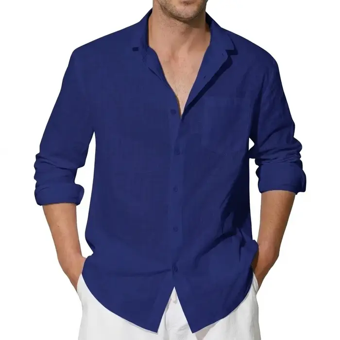 Chemises en coton à manches longues pour hommes