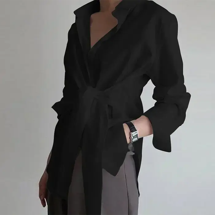 Chemise à manches longues en coton pour femmes