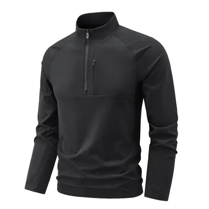 Chemises polo à manches longues pour hommes 2026, pulls à demi-zip, col montant, t-shirt respirant,