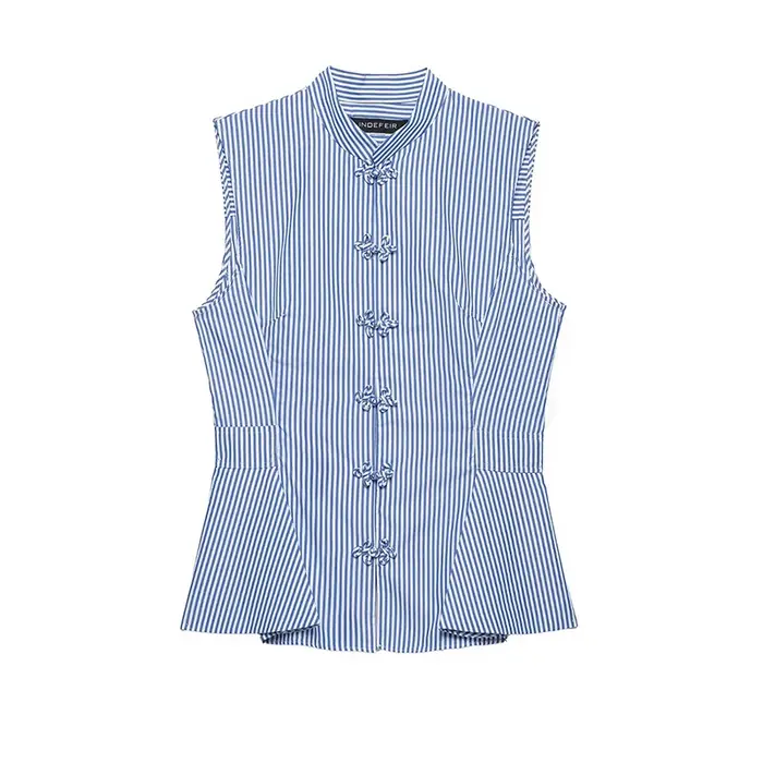 Débardeur Femme Été 2026 Nouvelle Collection Rayé Slim Col Rond Rétro Chic Urbain Élégant Voyage Vac