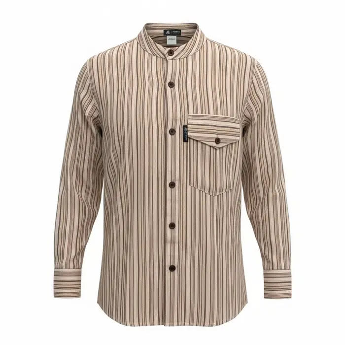 Nomad Sari Grandad Shirt - Brown Beige - Large