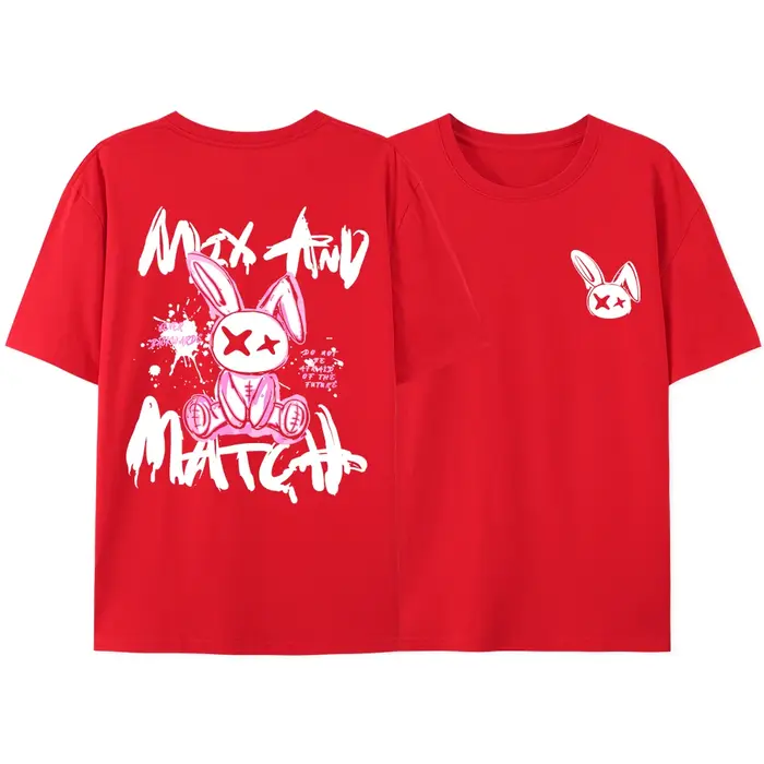 Rose Ragdoll lapin Harajuku imprimé T-Shirt hommes ample surdimensionné vêtements Hip Hop décontracté à manches courtes