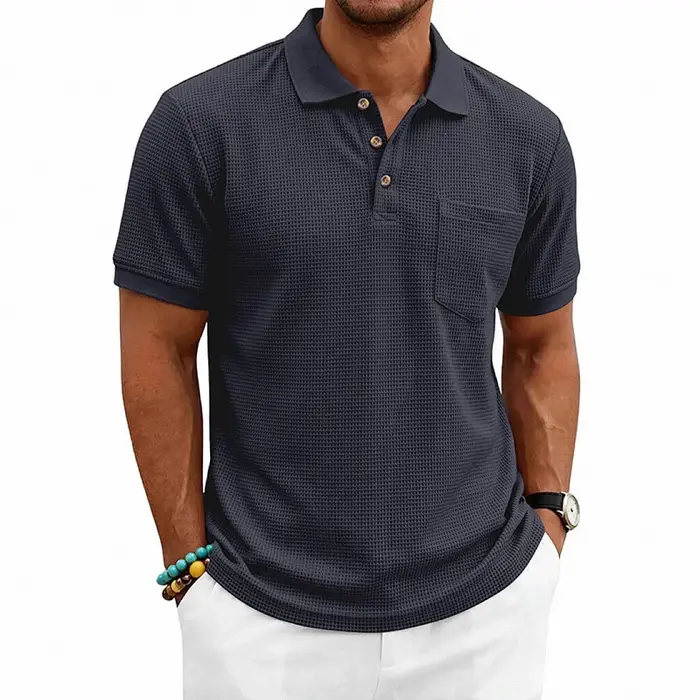 Polo pour homme 2026 – Nouvelle collection été – Tissu gaufré décontracté et respirant – Coupe ample