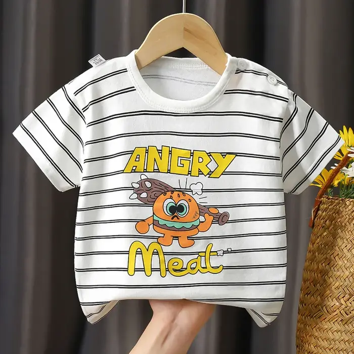 T-Shirt à Manches Courtes pour Enfant Garçon et Fille, Vêtement d'Été 100% en Coton avec Dessin Anim