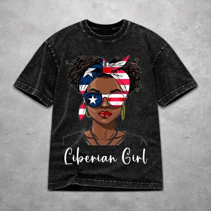 T-shirt délavé pour la Journée de l'Indépendance de la Libéria, mode streetwear pour hommes et femmes, t-shirt oversize 100% coton