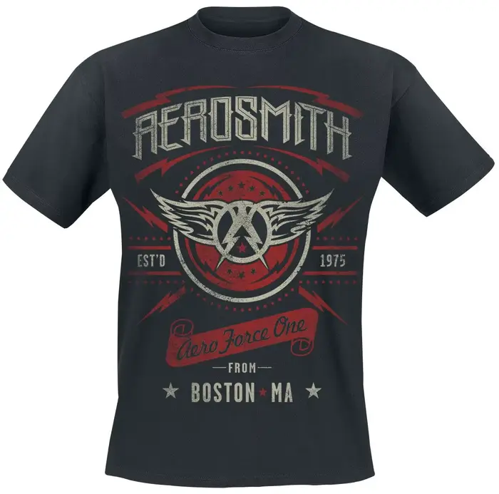 Aerosmith Aero Force One Badge T-shirt unisexe en coton imprimé vintage Rock Casual Tee