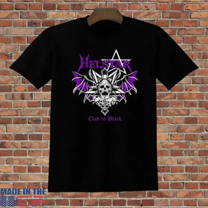 T-shirt en coton noir, bande Helstar plaquée, pleine taille S 5Xl