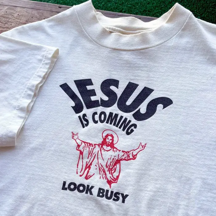 T-shirt à Manches Courtes en Coton Pur Unisexe, Vêtement d'Été, Style Vintage, Jesus is Coming Look