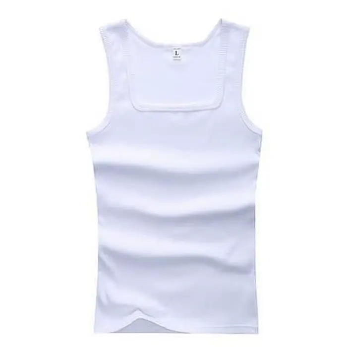 Débardeur à col carré en coton pour hommes et femmes, couleur unie, noir, blanc, gris, gilet de Fitn