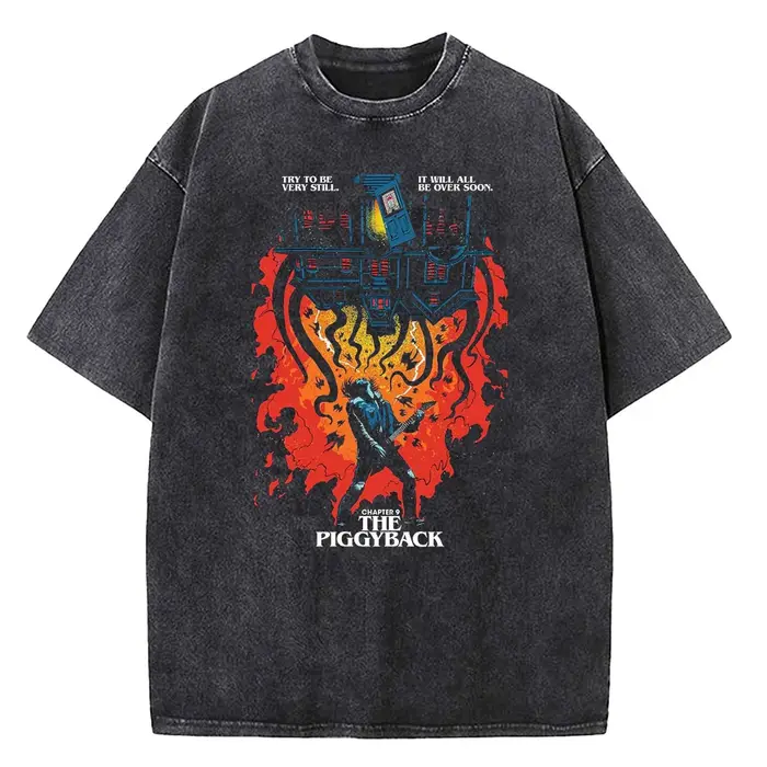 Qualité coton acide T-shirt série TV américaine étranger Vintage lavé film