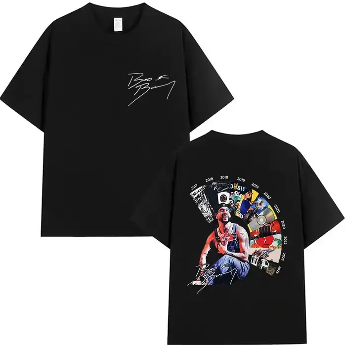 Rappeur Bad Bunny Tour 2025 Album Merch T-shirts Debi Tirar Mas Fotos DTMF graphiques T-shirts unise