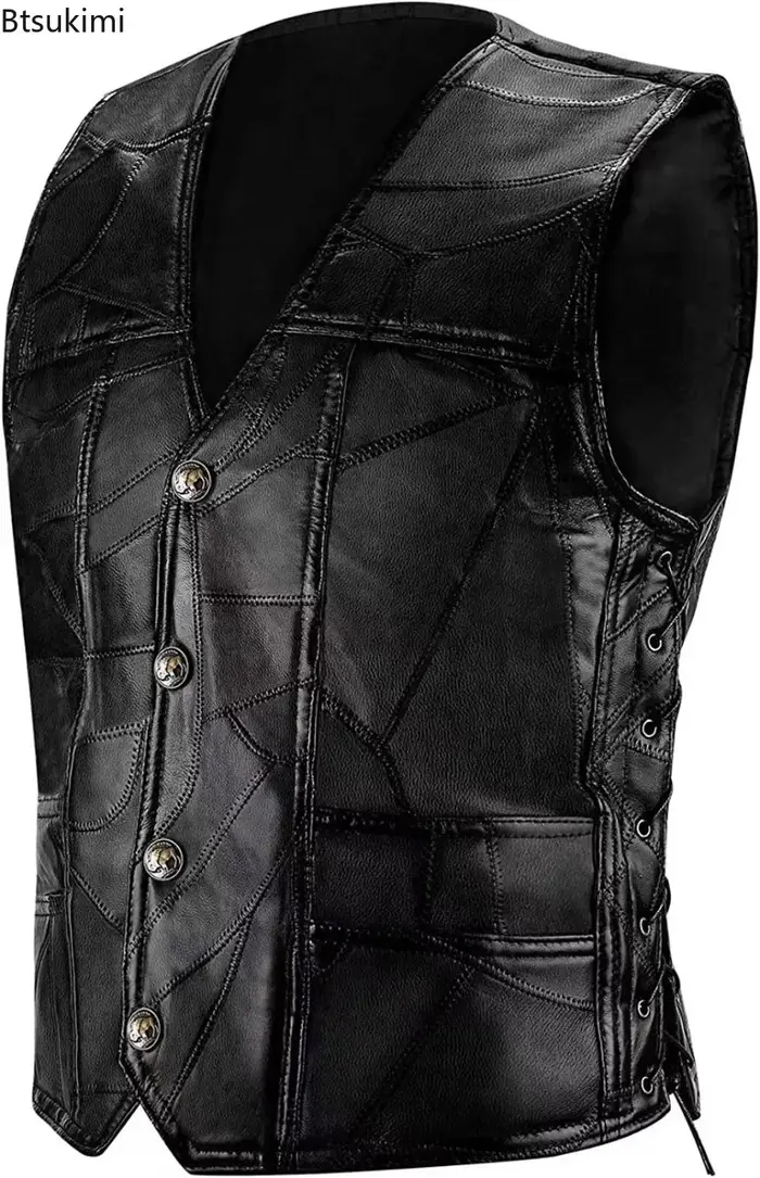 Gilets de motard en cuir de mouton pour hommes