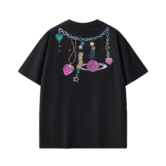 T-shirt en coton peigné lourd 230g pour homme, broderie tendance, coupe oversize, manches courtes, c