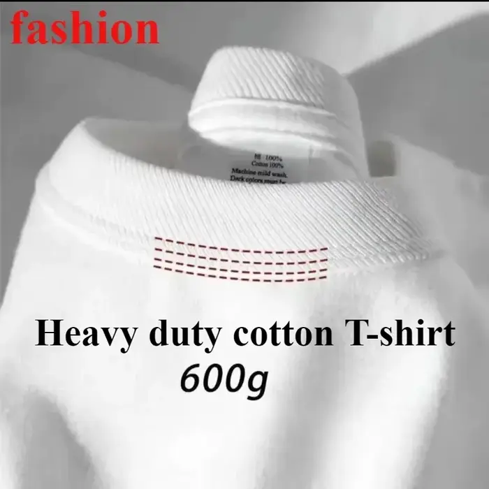 T-shirt pour hommes 600g T-shirt à manches courtes en coton robuste pour hommes mode coton épaissi à manches courtes T-shirt à manches mi-longues