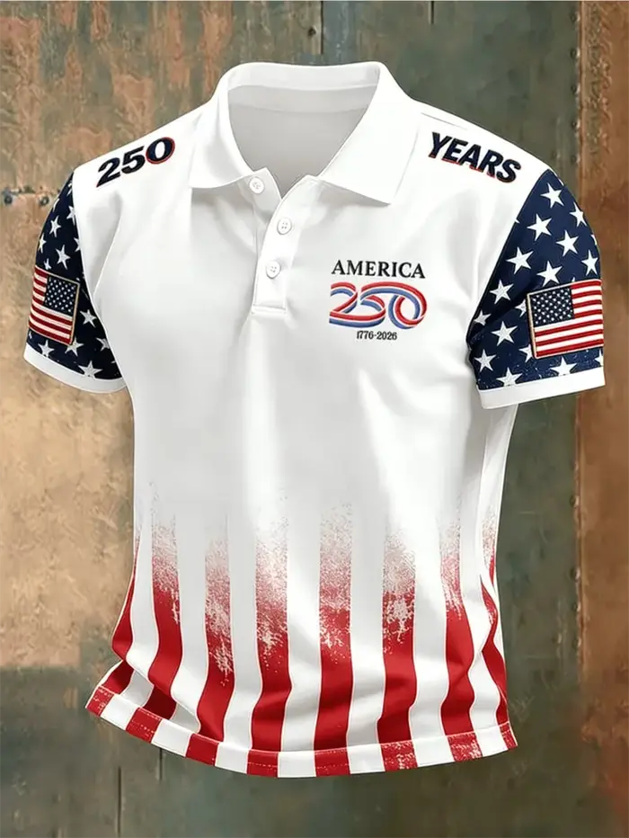 Polo personnalisé avec drapeau américain et Statue de la Liberté pour hommes et femmes