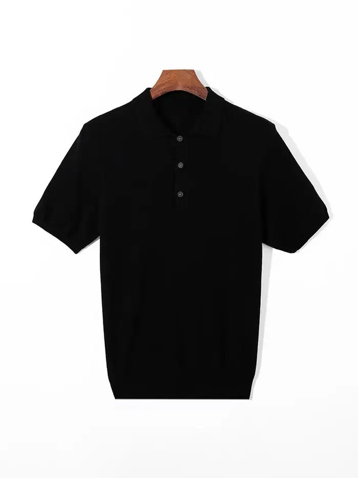 Polo à manches courtes pour hommes, haut élégant, t-shirt tricoté, pull d'affaires décontracté en mé