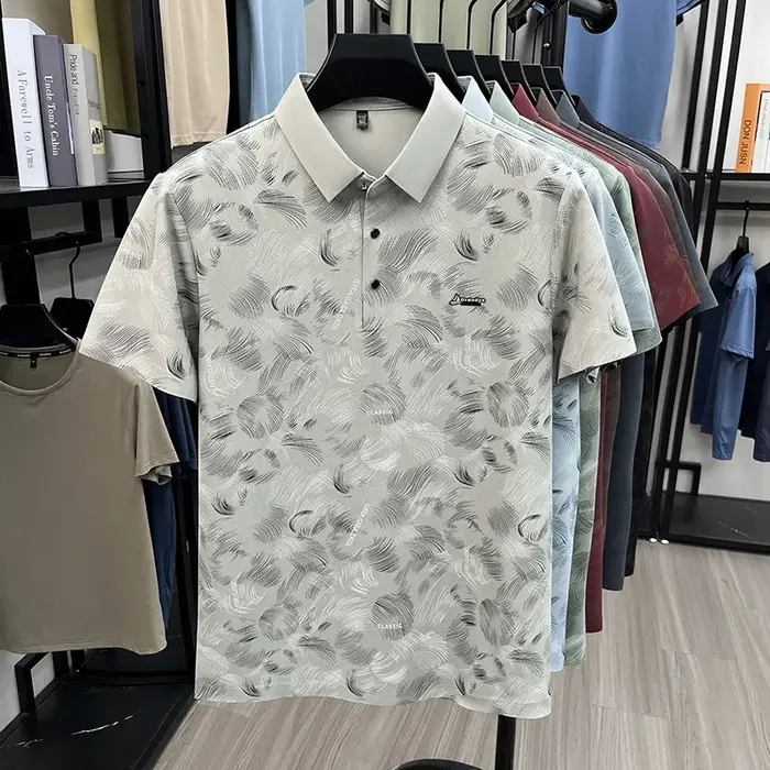 Polo brodé et imprimé avec logo minimaliste pour hommes