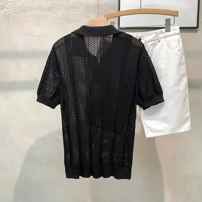 Polo en maille ajourée pour homme
