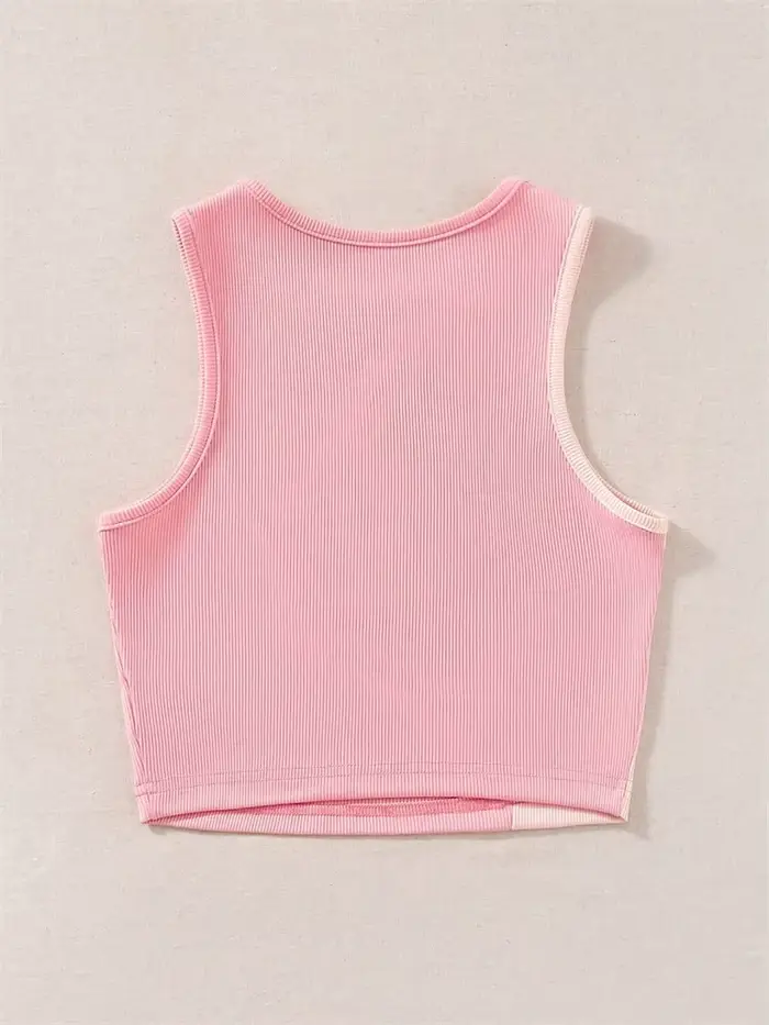 Débardeur rose en tricot côtelé pour femmes