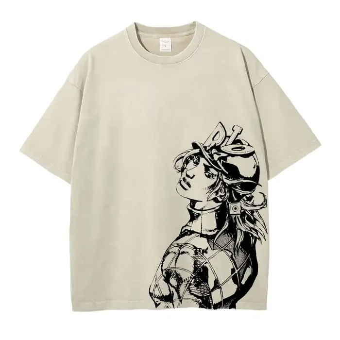 T-shirt Bandai Joestar Johnny vintage délavé JOJO à manches courtes Bizarre Adventure T-shirts oversize S-Steel Ball Run