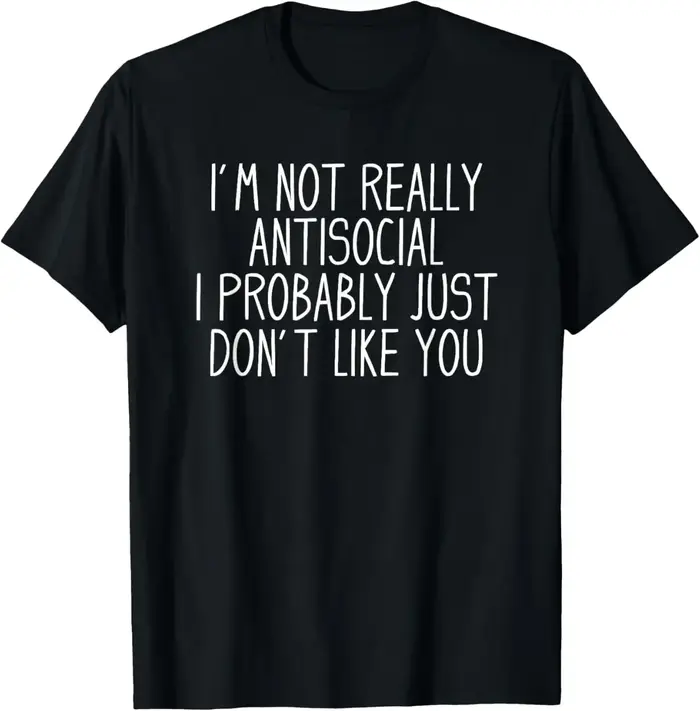 Antisocial Tee Co. T-Shirt introverti drôle décontracté à manches courtes col rond pour un usage quotidien femmes