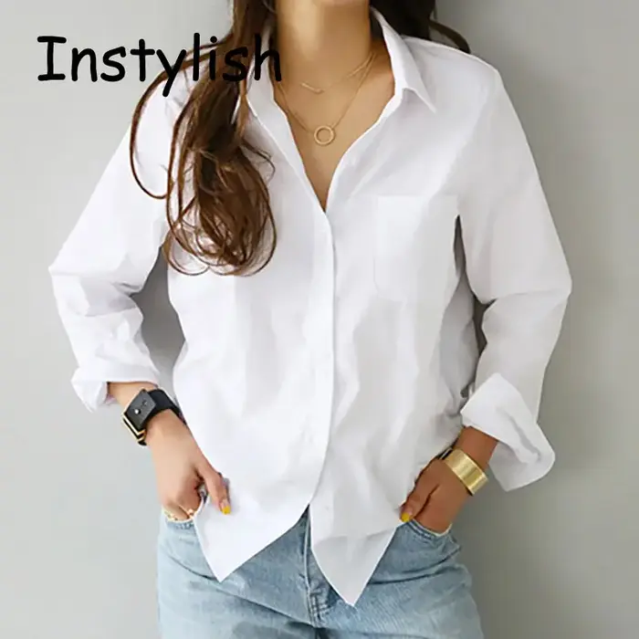 Chemise blanche à manches longues pour femmes
