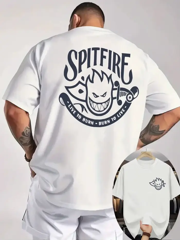 "SPITFIRE Burns To Live" imprimé classique 100% coton hommes femmes T-shirt été automne quotidien sport fête décontracté ample à manches courtes