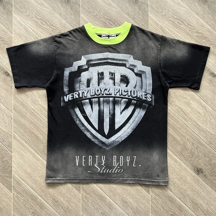 T-shirt décontracté à manches courtes pour hommes et femmes Vertabrae American Street Dark Rap Day F