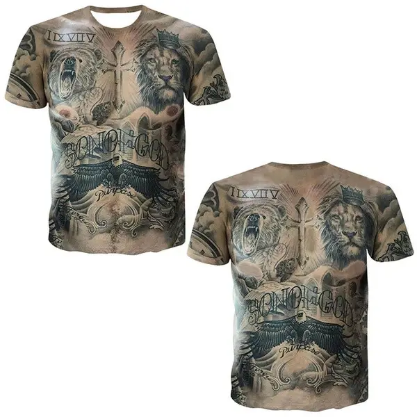T-shirt drôle avec tatouage musculaire, impression 3D, pour hommes, t-shirt drôle à manches courtes,