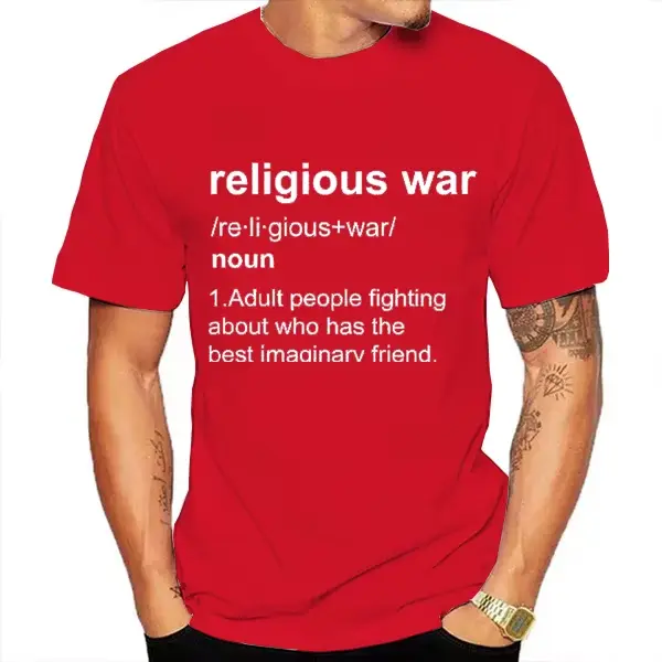 Guerre religieuse hommes t-shirt drôle lettre impression à manches courtes t-shirts mode graphique Y2k hauts meilleur