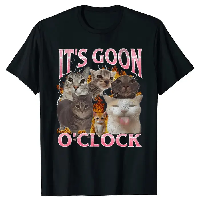 Drôle IT's GOON O'CLOCK chat graphique T-shirt hommes femmes décontracté Hip Hop Streetwear