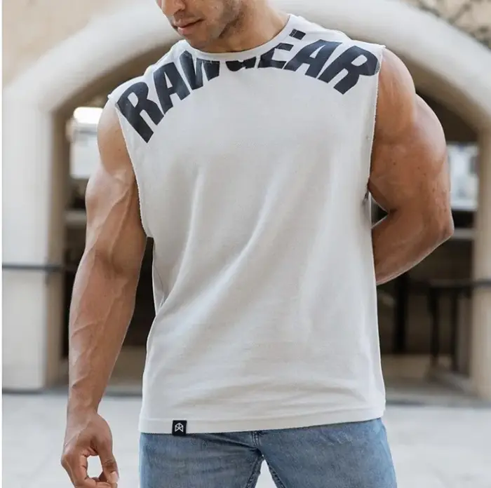 Débardeur d'été en coton pour homme, col rond, sans manches, pour la gym, le fitness, l'entraînement