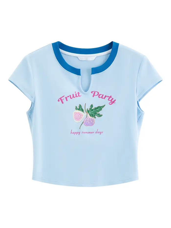 T-shirt ajusté à manches courtes FSLE pour l'été 2026 – Nouvelle collection – Hauts courts imprimés 