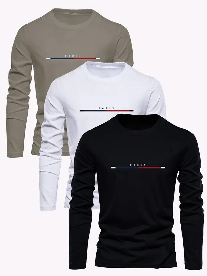 T-shirt à manches longues et col rond pour homme