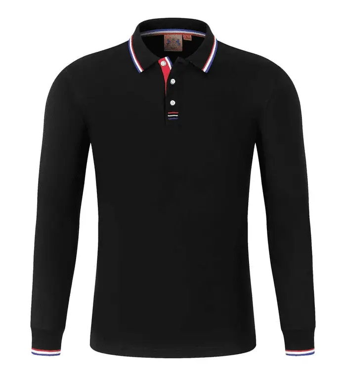 Printemps hommes polos couleur unie décontracté à manches longues