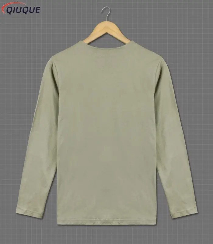 T-shirt à manches longues/courtes de couleur verte/grise