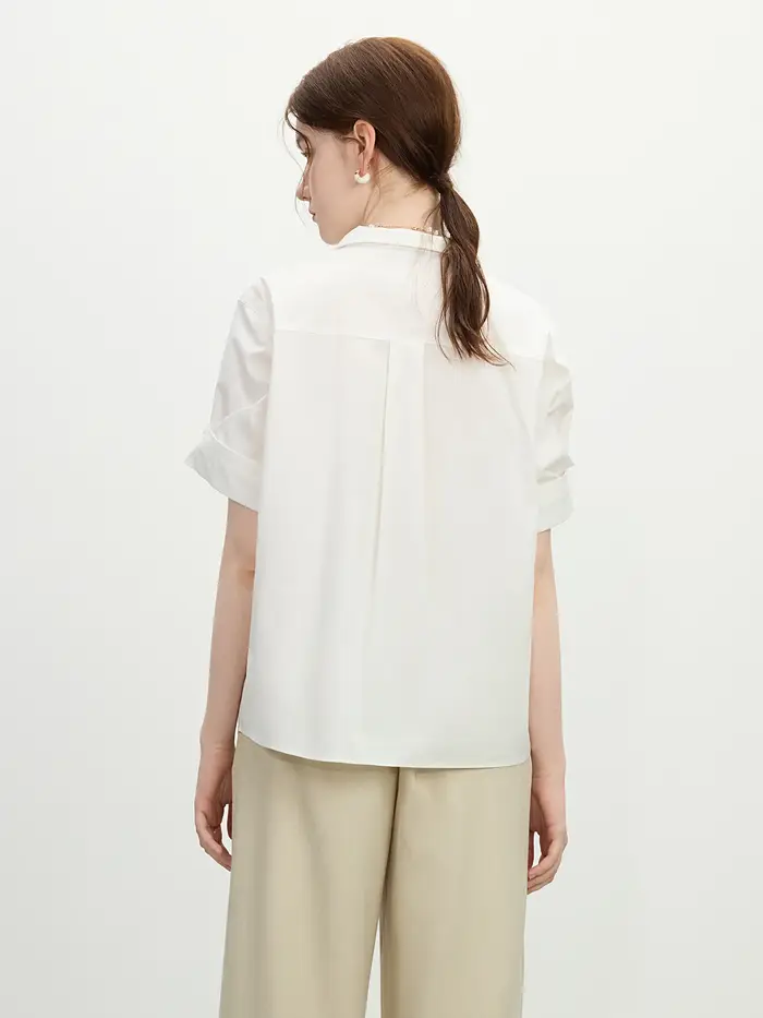 FSLE 2025 été blanc français à manches courtes chemise surdimensionné Design bureau à la rue lin mélangé Chic haut décontracté ample 25FS12138
