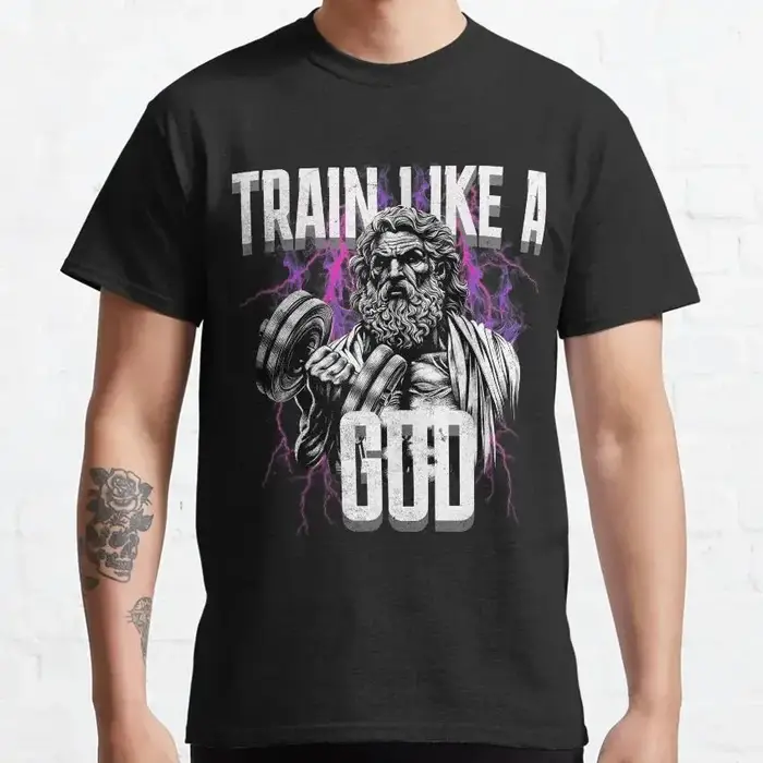 T-shirt de musculation en coton imprimé, grande taille, drôle, grec, myenson, poseidon, aphrodite, d