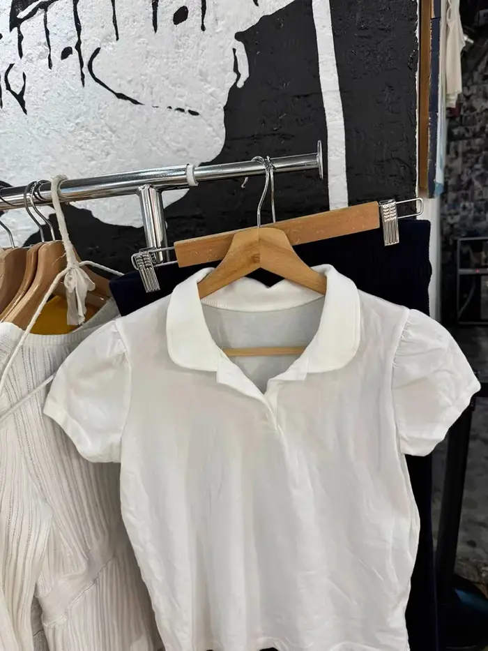 Mignon Polo blanc T-shirt femmes été nouveau Strweetwear coton col rabattu manches courtes t-shirts doux Style Preppy