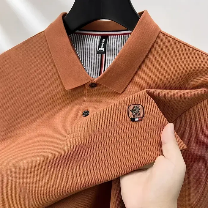 Polo en coton à manches longues pour hommes