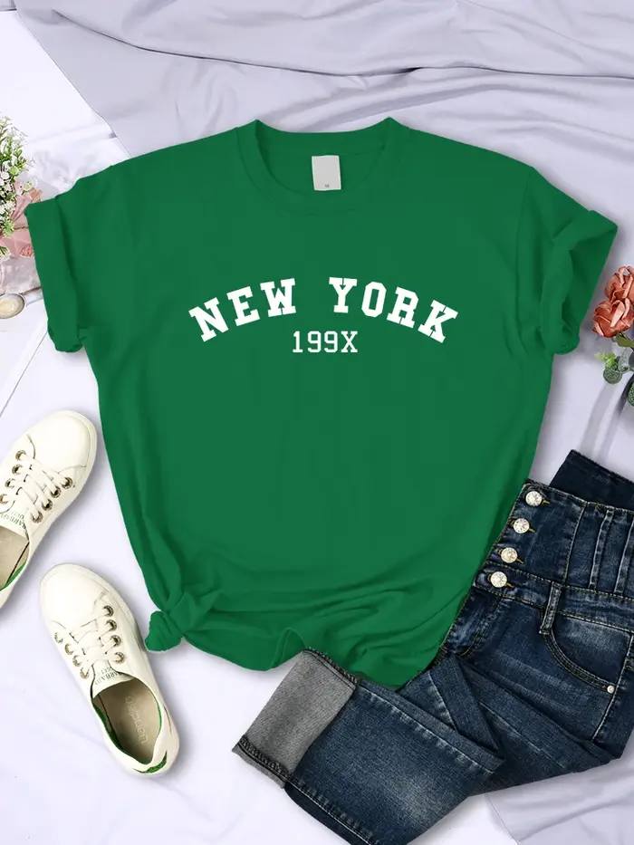 New York 199X personnalité lettre t-shirt femmes marque de mode à manches courtes décontracté confor