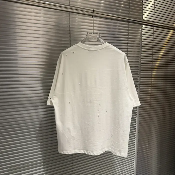 T-shirt Unisexe Imprimé Drapeau 'PROJECT Hole Damaged Fist' Vintage Délavé Coupe Ample Manches Courtes