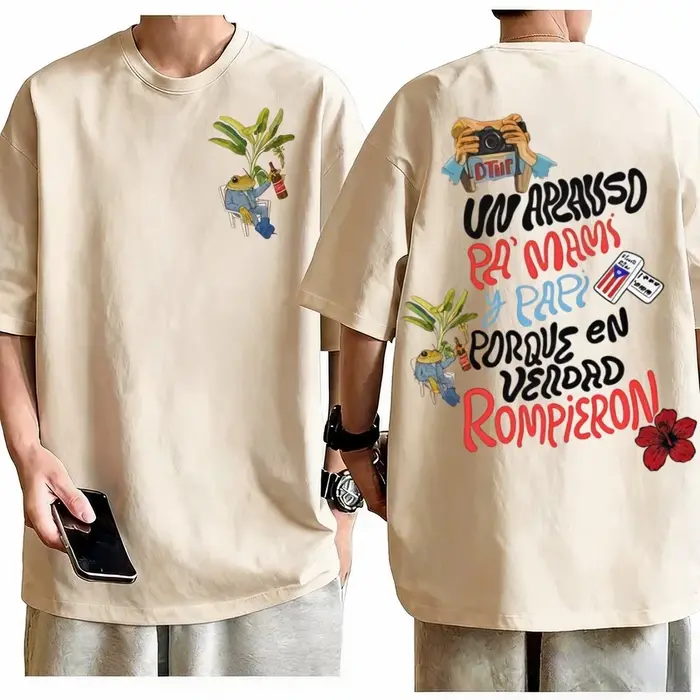 T-shirt Bad Bunny World Tour 'Debi Tirar Mas Fotos DTMF', Magliette Rapper pour homme et femme, Mode