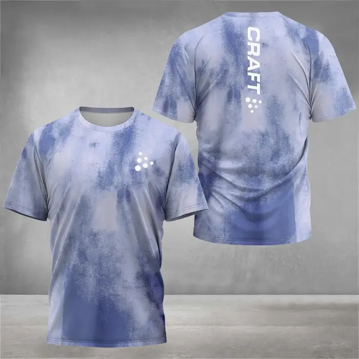 T-shirt à col rond imprimé à la mode pour hommes, haut à manches courtes, badminton et tennis, vêtem