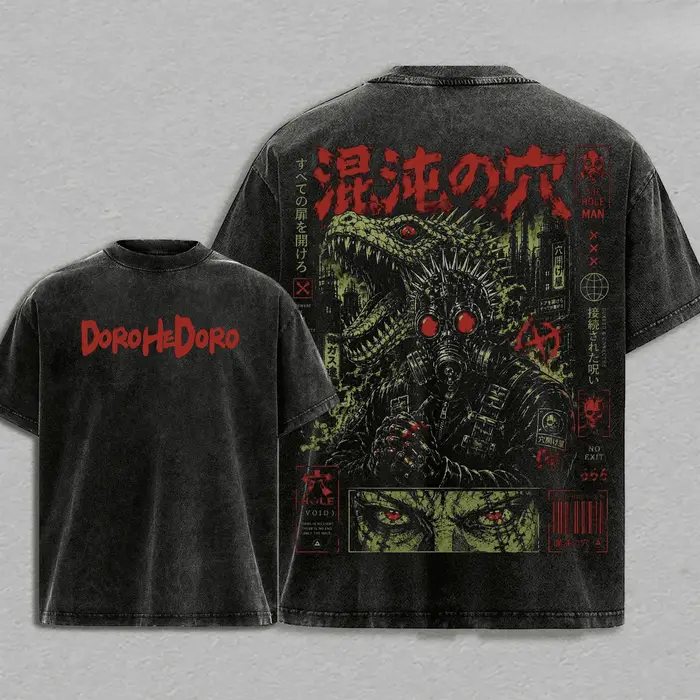 T-shirt imprimé Dorohedoro Manga, t-shirt vintage lavé, vêtements pour hommes, vêtements d'été en coton de haute qualité, t-shirt décontracté surdimensionné