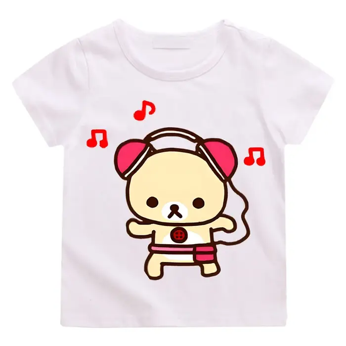 Dessin animé Rilakkuma T-shirt garçons filles enfants vêtements Hip Hop hauts manches courtes sport mode Streetwear Manga/bande dessinée t-shirts enfant en bas âge