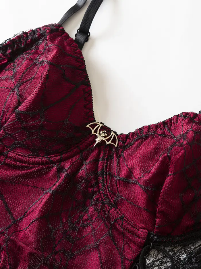 Crop top gothique à bretelles motif toile d'araignée, style rétro sombre, sexy et moulant, idéal comme vêtement d'extérieur ou de dessous pour les filles branchées